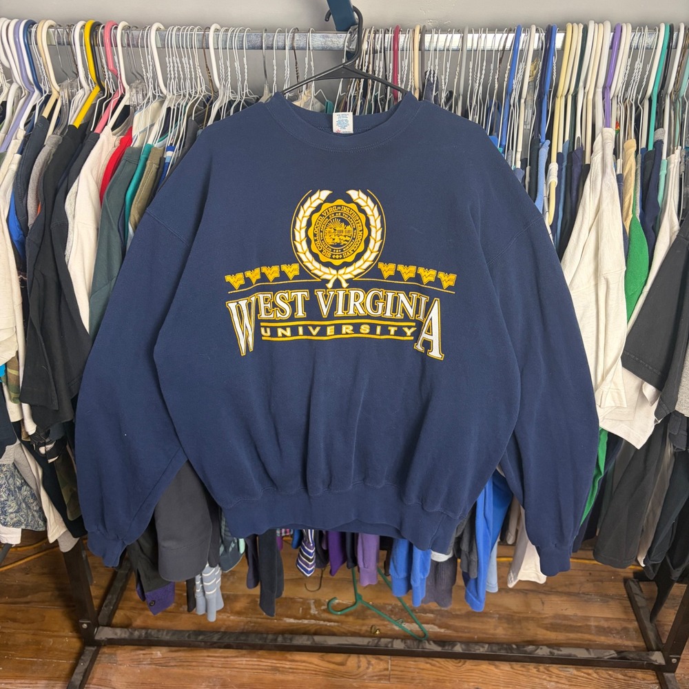 Vintage Soffe Sweats West Virginia University WVU Sweatshirt Navy Blue Large USA